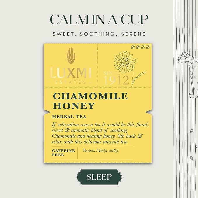 Luxmi Estates - Chamomile Honey Herbal Tea - 50g (25 Cups) | Certified Organic Tea | Caffeine-Free
