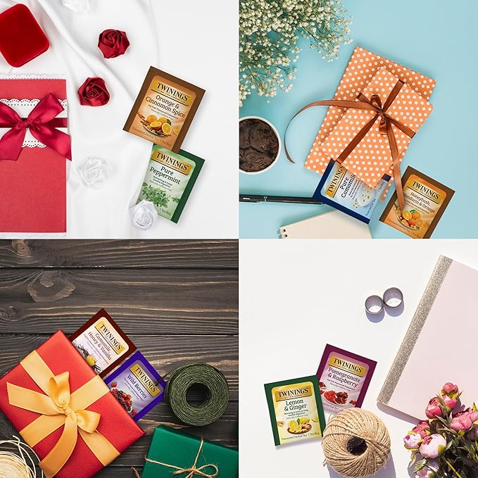Tea Bunch Twinings 48 Tea Bags Herbal Variety Pack – 12 Herbal Flavors with 20 Honey Sticks, Perfect Tea Gift Set for Any Occasion
