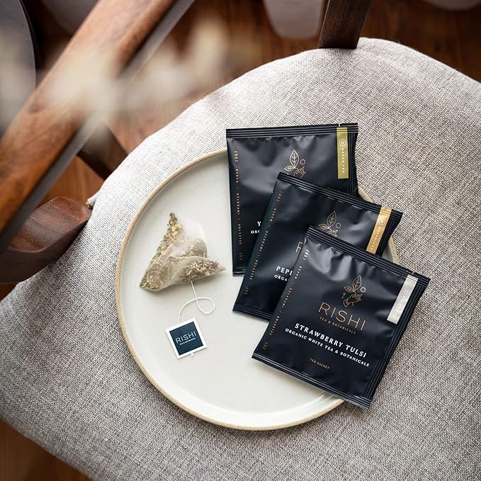 Rishi Tea Lavender Mint Herbal Tea - Organic, Caffeine Free Sachet Tea Bags, Calming Lavender with Peppermint & Sage - 50 Count