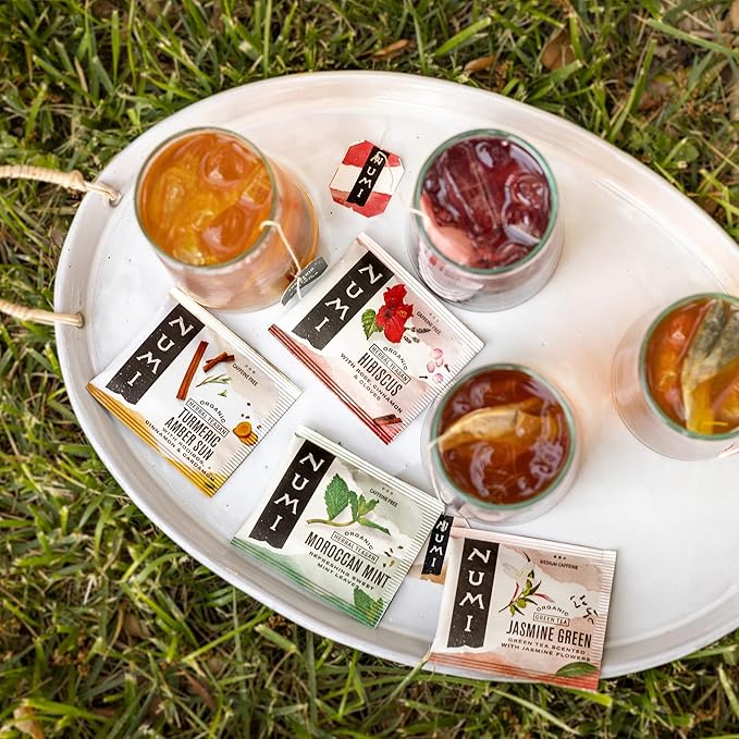 Numi Organic Amber Sun Turmeric Tea, 15 Tea Bags (Pack of 3), With Rooibos & Spices, Herbal Tea (Packaging May Vary).