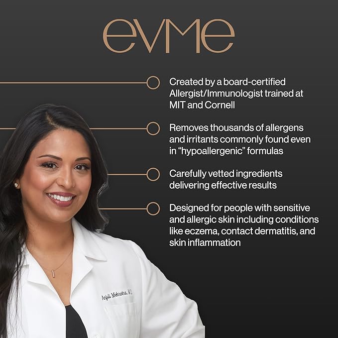Evme Skincare Kit – Gentle Cleanser, Hydrating Serum & Night Cream – Nourishing for Sensitive Skin, Aiming for Sans-allergenic, Dermatologist-Tested, Fragrance-Free, Made in USA