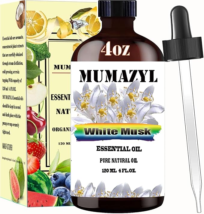 White Musk Essential Oil, White Musk Oil 4 Fl Oz 120ML for Diffuser Humidifier Yoga Cleaning DIY Candle Soap Making Essential Oils