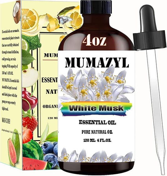 White Musk Essential Oil, White Musk Oil 4 Fl Oz 120ML for Diffuser Humidifier Yoga Cleaning DIY Candle Soap Making Essential Oils