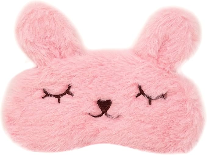Honbay Plush Rabbit Sleeping Eye Mask Cute Cartoon Animal Eye Mask for Little Girls (Pink)