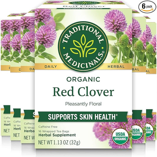 Traditional Medicinals Organic Red Clover Herbal Tea, 16 Count (Pack of 6)