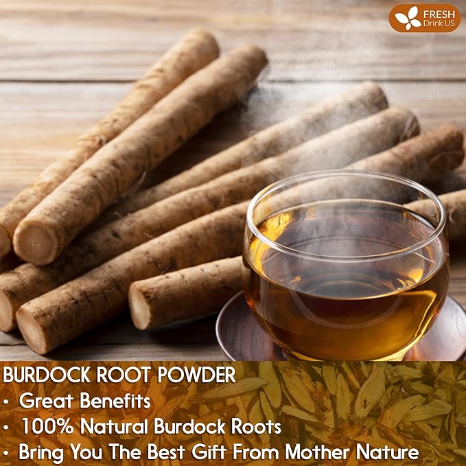 FreshDrinkUS, Premium 2oz Burdock Root Powder, 100% Natural & Pure from Burdock Root, Burdock Root Herbal Tea, No Additives, No Caffeine, Vegan
