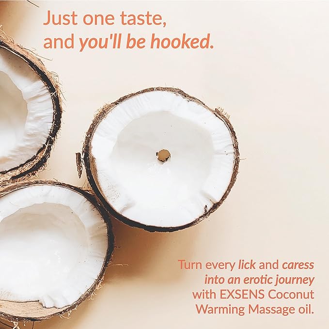 Exsens Warming Massage Oils Coconut and Mint Mojito Flavors, for Men, Women and Couples, All Natural, 2 Pack