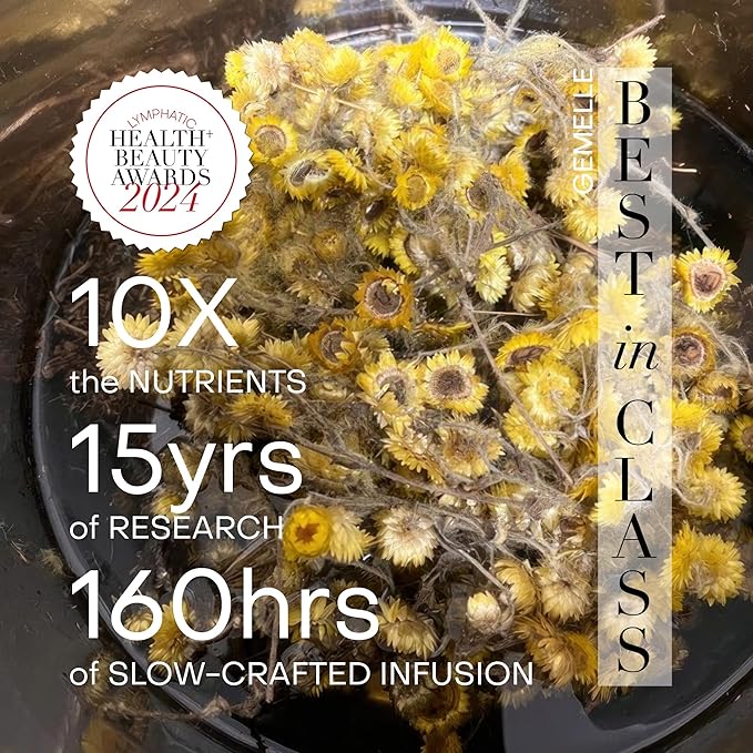 GEMELLE Lymphatic Massage Oil | 6X Award Winner | Detox Rituals, Beauty, Puffiness & Swelling | Arnica & Honeybush | Paraben-Free, Luxury Natural Skin Care15ml