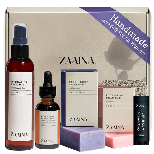 Spa Gift Set for Her - Relaxation Spa Kit for Women, Mother's Day Gifts Handmade in USA, Luxury Spa Gifts for Women, Spa Gift Basket for Mom, Pampering At Home Bath and Body Self Care Spa Package, Birthday Gifts for Women by ZAAINA