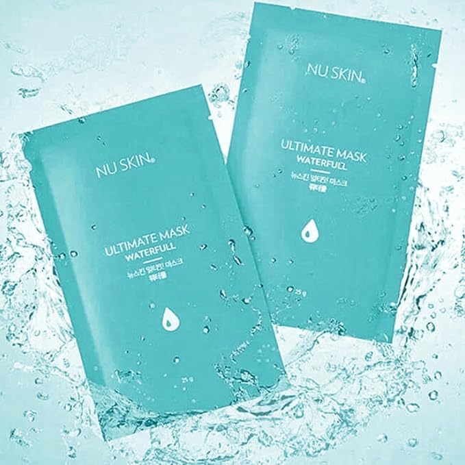 Nu Skin Ultimate Mask Waterfull - Botanical Eucalyptus Microfiber Hydration, Transparent Face Mask | Adhesive Skin Care Mask, Maximum Moisturization, Mask for Soft, Supple Skin (8 masks)