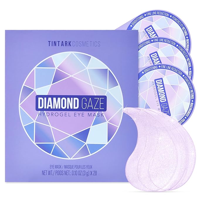 DIAMOND GAZE Under Eye Patches 28 Pairs, Rejuvenate Eye Area, Soothing Hydrate Brighten Skin, Plumps Fine Lines, Hydrogel Eye Mask with Retinol, Niacinamide and Polyglutamic Acid, Eye Gel Pads