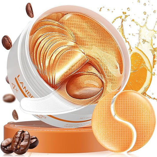 LANBENA Vitamin C Under Eye Patches for Dark Circles and Puffy Eyes, Cooling Eye Masks for Eye Bags, Fine Lines & Wrinkles Reduce, Anti-Aging, with Niacinamide Hydra-Gel Collagen-30 Pairs