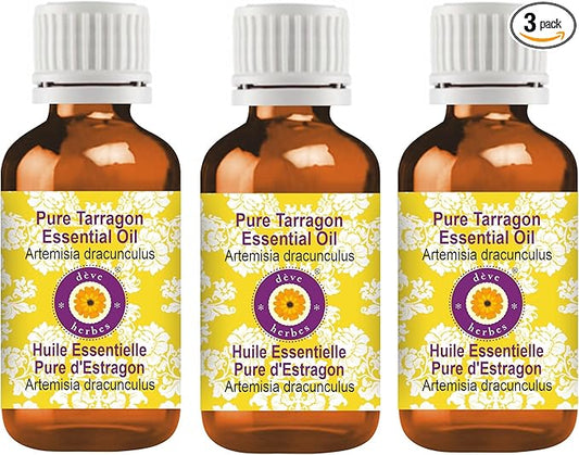 Deve Herbes Pure Tarragon Essential Oil (Artemisia Dracunculus) Steam Distilled (Pack of Three) 100ml X 3 (10 oz)