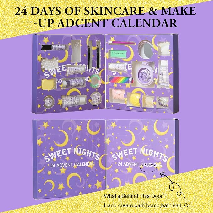 Beauty Advent Calendar 24 Days of Holiday Advent Calendar for Women, Mom, Wife, Her Holiday Gift,Pamper Kit- Unique Lavender Spa Gifts Basket Set Self-Care Spa Set – Body Care Skin Care