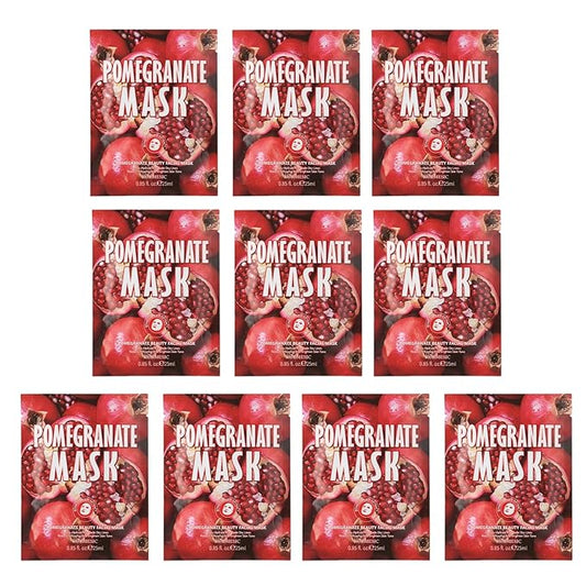Facial mask Moisturizing face Mask Deep Hydration, Improves Dry Skin, Sheet Mask, 10pcs Sheet Mask Hydrating & Soothing Skin Care (10PCS, Pomegranate)