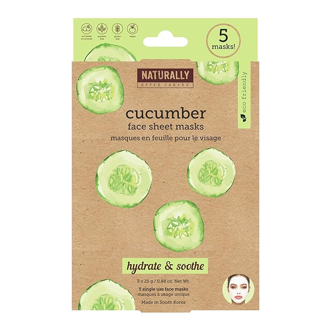Soothing Cucumber Infused Sheet Mask, 5 Sheet Masks Included