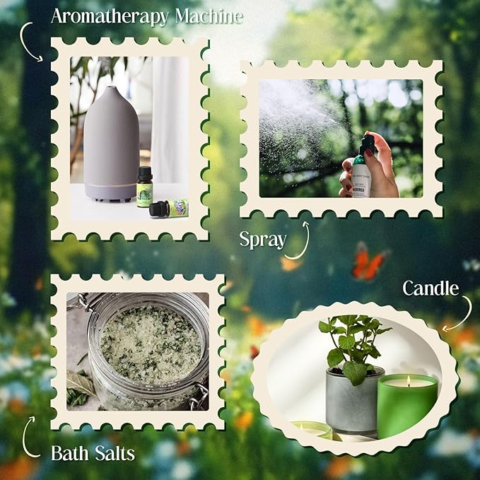 Spring Fragrance Oils Set, Essential Oil Gift Set for Diffuser, Spring Scent Diffuser Oil, Diffuser Scents Oil for Home,Freesia,Breeze,Fresh Green Willow,Fresh Cut Grass,Jasmine, After Rain