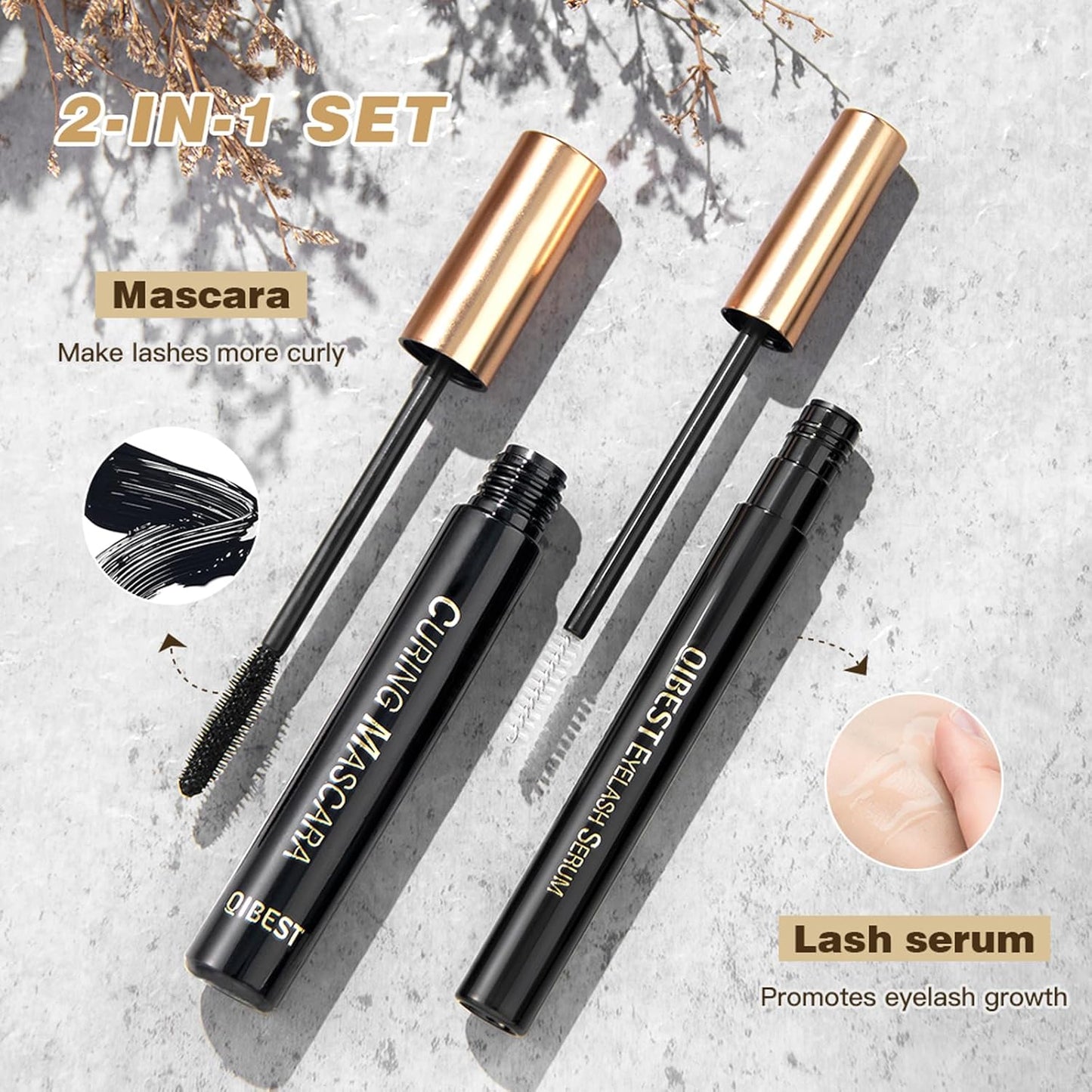 Makeup Sets.Lash serum.Mascara.Waterproof Smudgeproof Long Lasting.Gift Kit for Women Girls(2 Pcs Set)
