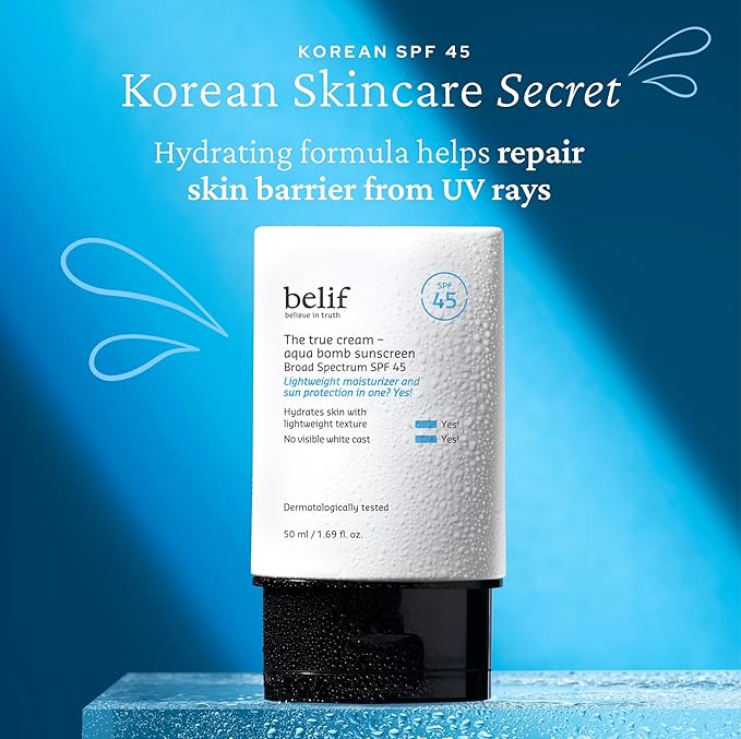 belif Hydrate & Go Kit – 4-Step Korean Skincare Set with Toner, Moisturizing Bomb Cream, Jelly Cleanser, Eye Bomb, SPF 45 Sunscreen, TSA-Friendly, Deep Hydration & Barrier Care for Glowy, Bouncy Skin