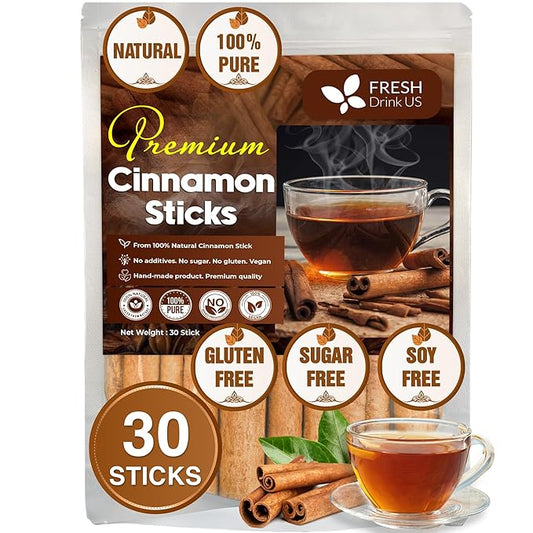 FreshDrinkUS Premium Cinnamon Sticks, 100% Natural & Pure Cinnamon Inner Bark, Strong Aroma, Perfect for Warm Beverages