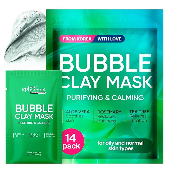 Korean Carbonated Bubble Clay Mask for Face – Black Head Remover for Face – Deep Pore Cleansing Mask – Facial Blackhead Remover – Pack 14 Korean Skincare