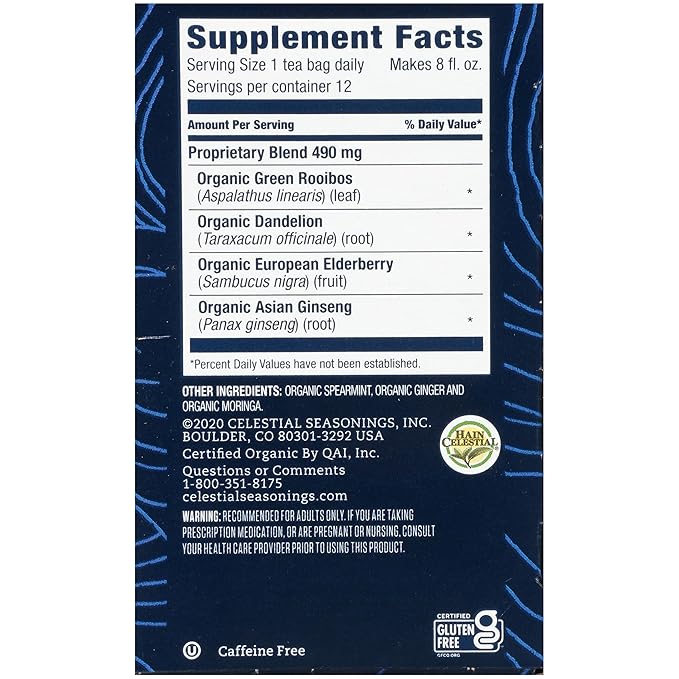 Celestial Seasonings TeaWell Herbal Tea, Daily Wellness, Organic Ginger Mint, 12 Count