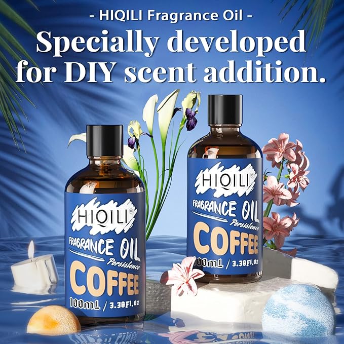 HIQILI Coffee Fragrance Oil 100ml for Candle Making, Soap Slime Scents Essential Oils for Diffuser, Scented Oil for Home Car Soy Wax, Christmas