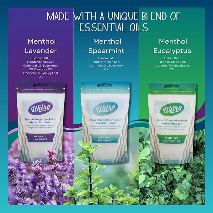 Wilro Soothing, Aromatic Bath Salts, 3 Pack, Menthol Eucalyptus