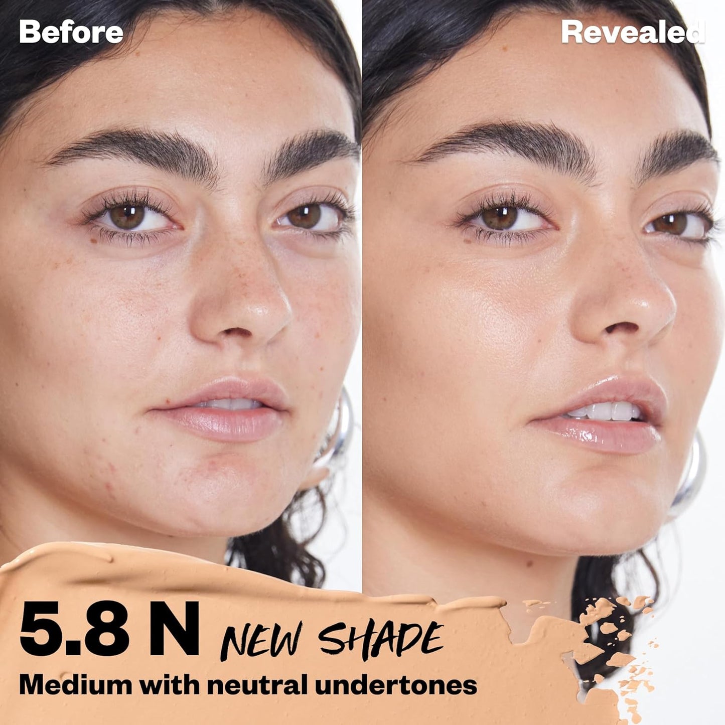 Kosas Revealer Concealer - Medium Coverage Makeup with Hyaluronic Acid, Conceals Dark Circles Under Eyes, Dark Spots and Blemishes + Brightens, Hydrates, Long-Lasting & Vegan, (Tone 5.8 N)