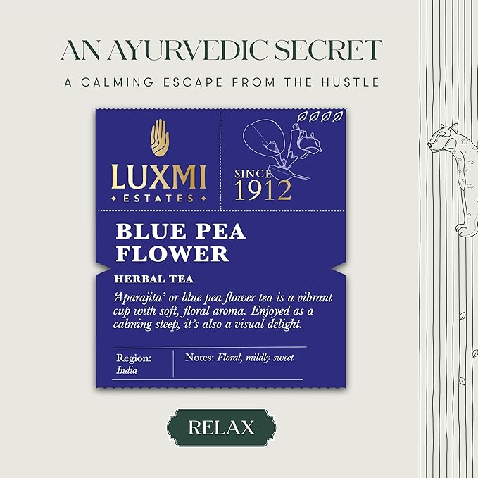 Luxmi Estates - Butterfly Pea Flower Tea - Loose Leaf - 25g (16 Cups) | USDA Certified Organic Blue Tea | Caffeine-Free | Single Ingredient