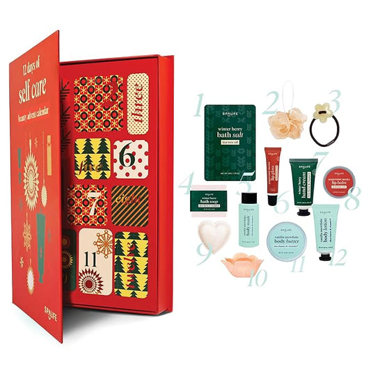 SpaLife Holiday 12-Day Beauty Advent Calendar – Travel-Friendly Skincare – Gift Set – 12 Days of Self-Care Spa Set – Body Care Skin Care – SpaLife Holiday Stocking Stuffer