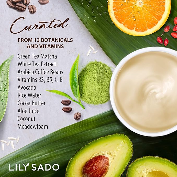 LILY SADO TEA+C™ Coffee & Matcha Caffeine EYE CREAM - Anti-aging Vegan Natural Eye Repair Moisturizer Lotion w Arabica Coffee Beans + Green Tea - Prevents Undereye Wrinkles, Puffiness, Dark Circles