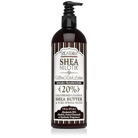 Shea Terra Organics Nilotik’ Shea Butter Ultra-Rich Lotion – Dakara Frankincense | Natural Daily Moisturizer with Astringent Properties to Rejuvenate & Soothe Dry Skin– 16 oz