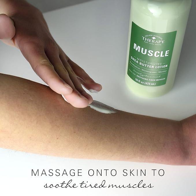 Village Naturals Therapy Muscle Shea Butter Lotion, Eucalyptus Mint Scent, 16 fl oz, Pack of 3