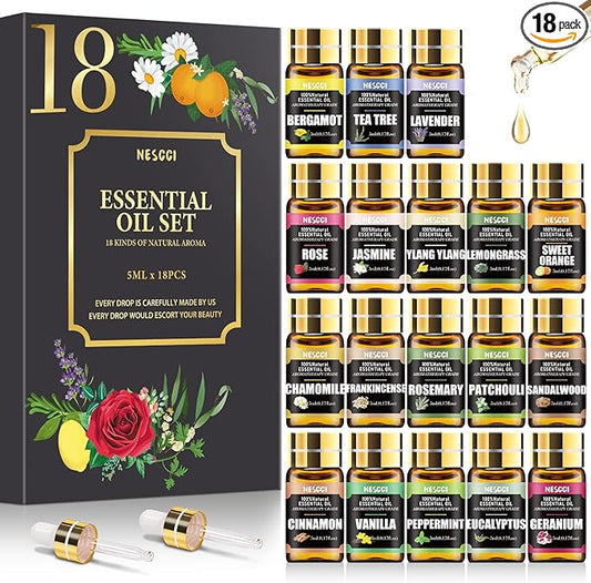 Essential Oil Gift Set -Perfect for Diffuser,Humidifier,Candle Making (18 * 5ML)