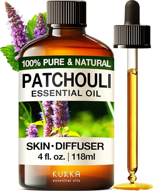 KUKKA essential oils 100% Pure & Natural Patchouli Essential Oil for Skin, Diffuser & Soap Making DIY(4 Fl Oz/118 ml)