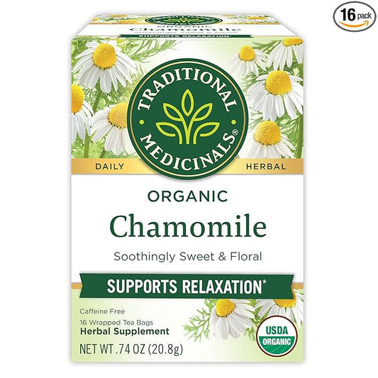 Traditional Medicinals Herbal Tea, Organic Chamomile, 16 Tea Bags (Pack of 1)