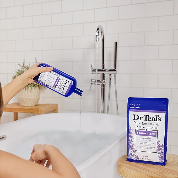 Dr Teal's Epsom Salt Magnesium Soak, Soothe & Sleep with Lavender, 3 lbs (Pack of 4)