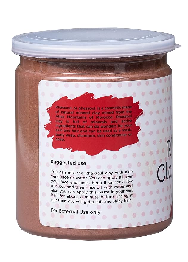 Rhassoul Clay for Hair & Face 1 LB | 100% Pure Rhassoul Clay Hair Mask Ingredient | May Stain Skin & Hair When Used Wet