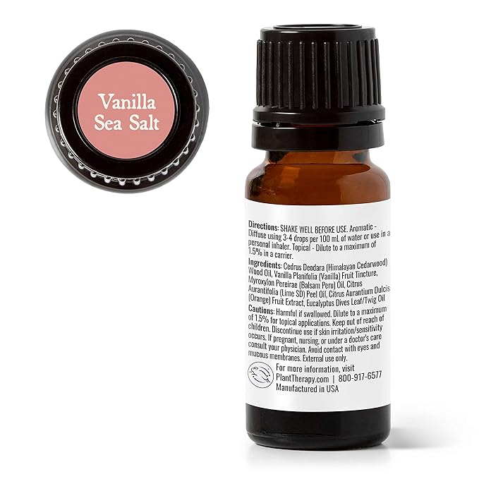 Plant Therapy Vanilla Sea Salt Essential Oil Blend 10 mL (1/3 oz) 100% Pure, Undiluted, Natural Aromatherapy