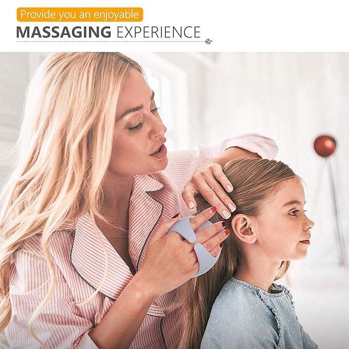 Sndyi Scalp Massager Shampoo Brush, Scalp Scrubber with Soft Silicone Bristles, Scalp Exfoliator for Dandruff Removal, Scalp Massager for Hair Growth, Wet Dry Hair Brush for Scalp Care, Sky Blue