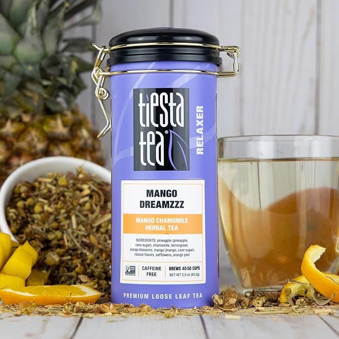 Tiesta Tea - Mango Chamomile Herbal Tea | Loose Leaf | Chamomile & Lemongrass Blend | Caffeine-Free | Brew Hot or Iced | Relaxing Blend | Brews Up to 50 Cups | 3 Ounce Refillable Tin