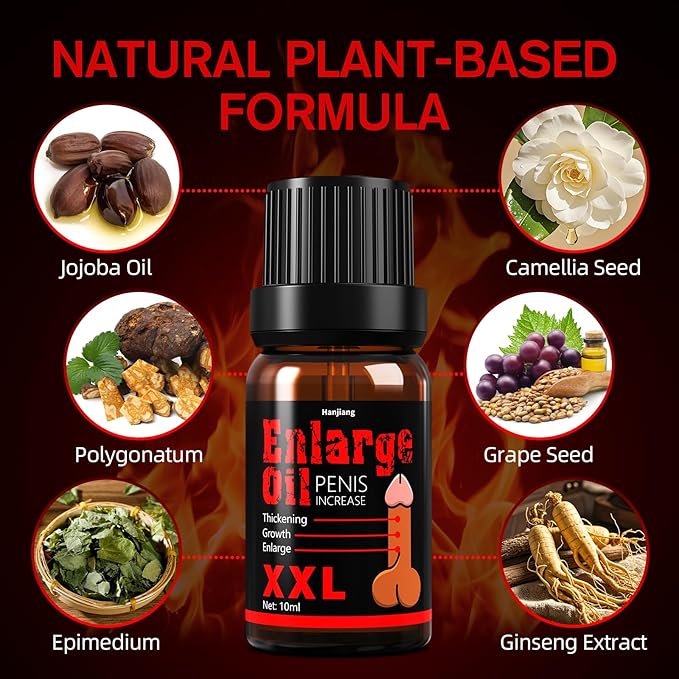 Penis Enlargement Massage Oil, Extra Strength Male Enhancement Oil, Penis Growth Oil, Help Increase Size, Thickness, Strength, and Performance, 10ml