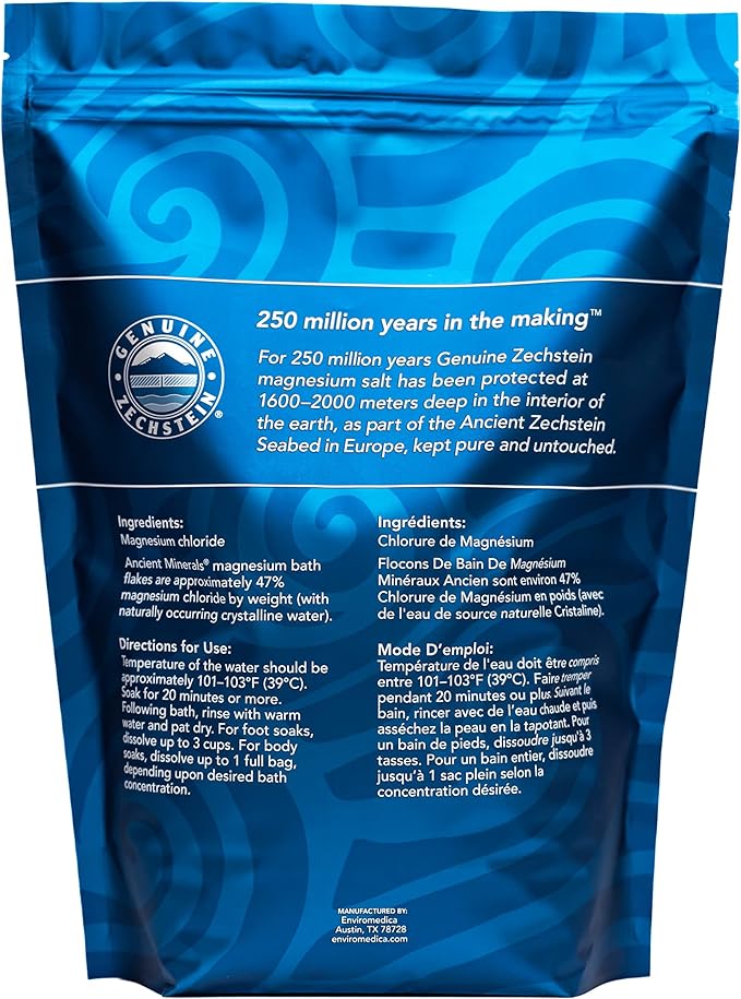 Ancient Minerals Magnesium Bath Flakes - Bathing Alternative to Epsom Salt - Soak in Natural Salts - High-Absorption Efficiency for Relaxation, Wellness & Muscle Relief - 8 lbs