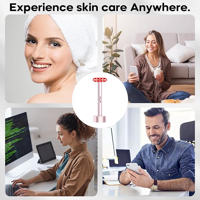 Red Light Therapy for Face, LED Facial Light Therapy Wand for Skin Care at Home Blue Light Face Tool for Neck
