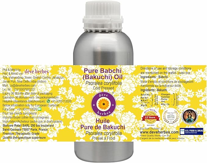 dève herbes Pure Babchi Oil (Psoralea corylifolia) Cold Pressed 300ml (10 oz)
