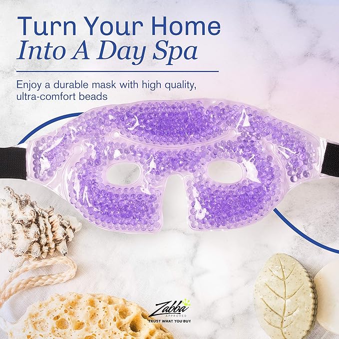 Cooling Gel Eye Mask Cold Compress for Puffy Eyes, Dark Circles, Headaches, Purple
