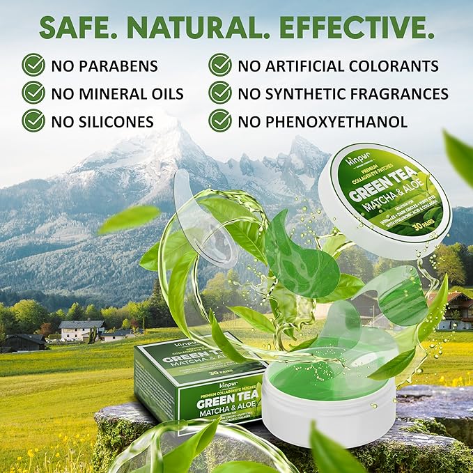 Eye Masks for Dark Circles and Puffiness – Hydrating Eye Patches with Collagen Hyaluronic Acid Green Tea & Aloe - Under Eye Treatment for Women and Men 30 Pairs