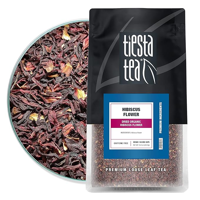 Tiesta Tea - Dried Hibiscus | Loose Leaf | Cut & Sifted Hibiscus Flower | Premium Blend | Non-Caffeinated | Make Hot or Iced & Brews Up to 200 Cups | 16 Ounce Resealable Bulk Pouch