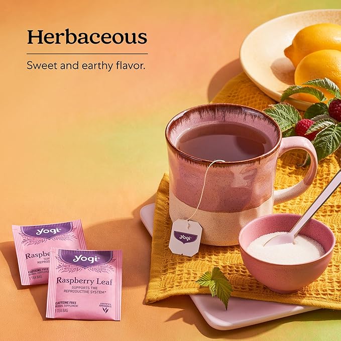 Yogi Raspberry Leaf Tea - Organic Raspberry Leaf Tea Supports Reproductive Health - Organic Tea Bags - Caffeine Free - 16 Tea Bags Per Pack (6 Packs)